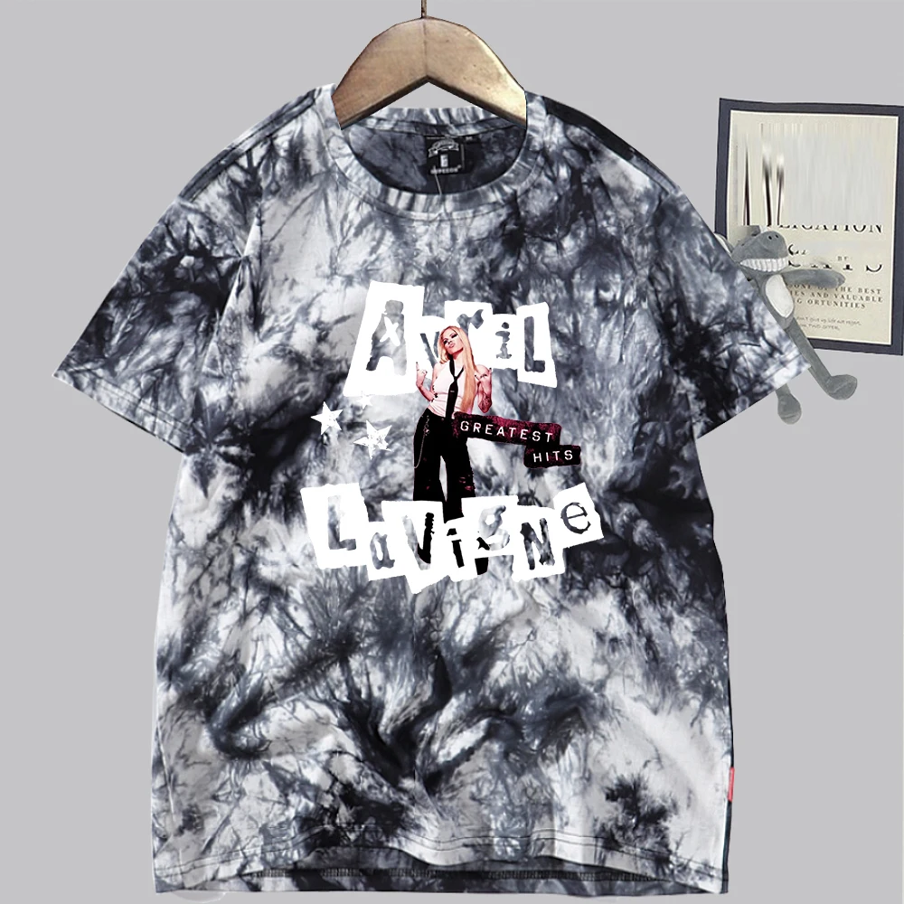 Avril Lavigne Greatest Hits 2024 Tie Dye Shirts Man Woman Round Neck Short Sleeve T-shirt Fans Gift Tops