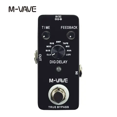 M-VAVE DIG DELAY 디지털 기타 이펙트 페달, 9 개의 딜레이 이펙트, 트루 바이패스 풀 메탈 쉘 페달 이펙트 프로세서