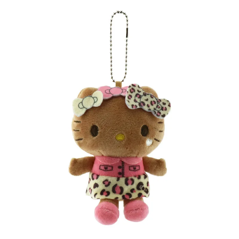 22CM Anime Hello Kitty zwart lederen serie pluche pop, PP katoen gevuld kussen, Kawaii auto decoratief ornament, vakantiecadeau