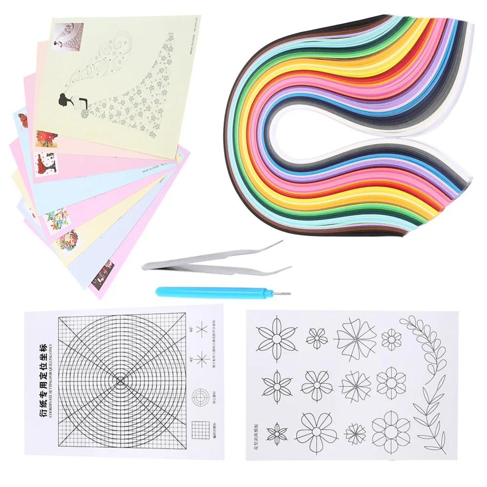 

6pcs 6 In 1 Set DIY Quilled Creation Set 50 Color Slotted Quilling Pen Paper Quilling Kit Quilling Strips Paper Quilling Tool