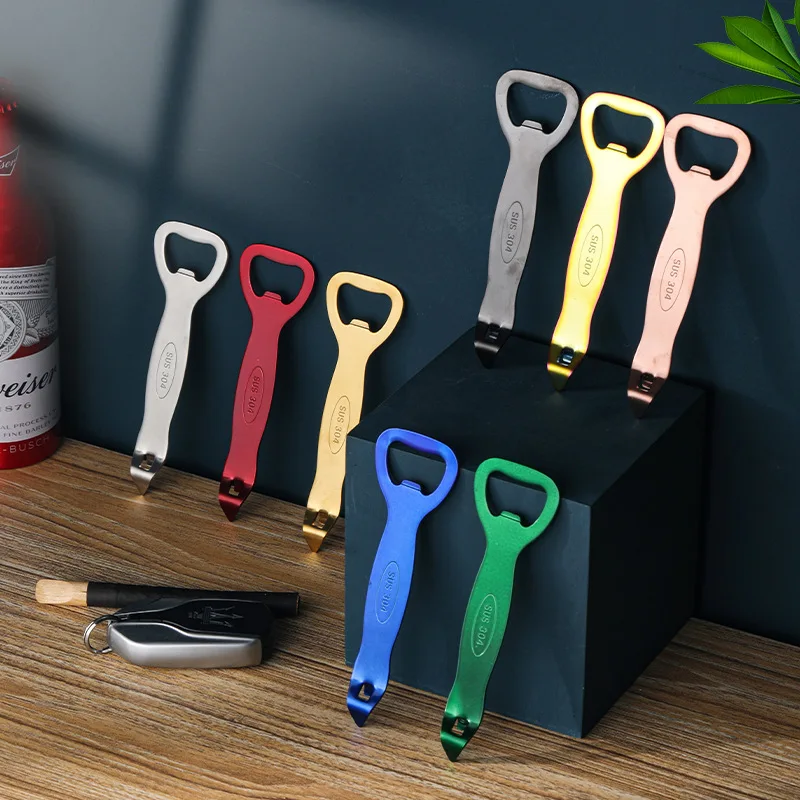 Abridor de botellas de cerveza de acero inoxidable 304 engrosado, abridor de botellas portátil, abridor de tapas, accesorios de cocina para restaurante, herramientas pequeñas
