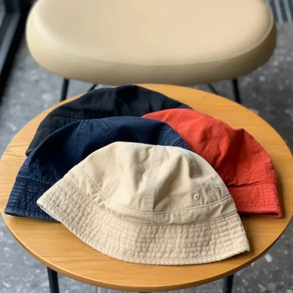 Versatile Retro Bucket Hat Japanese Style Big Head Circumference Fisherman Cap Short-brim Sunshade Hat Unisex