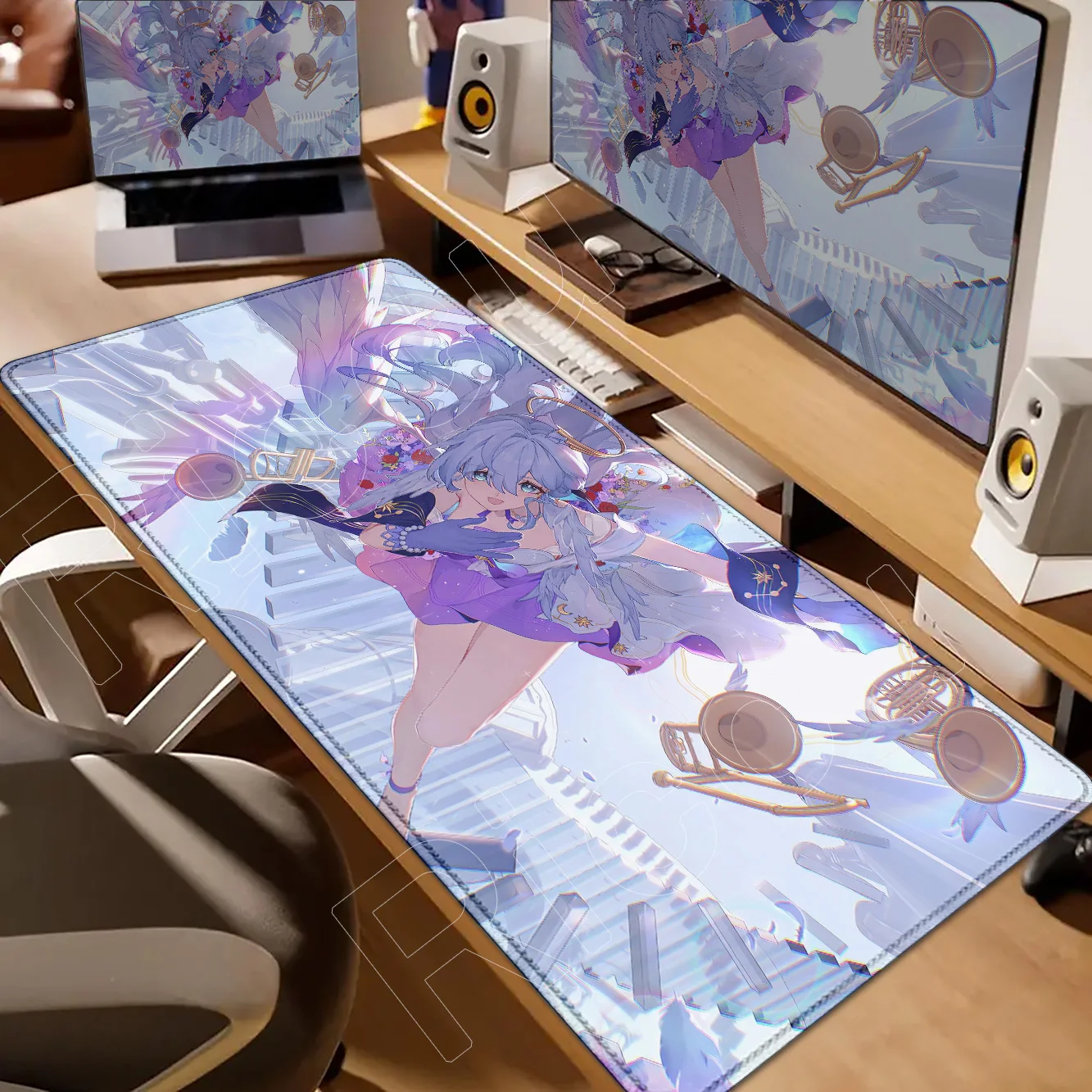 HD الطباعة Kawaii روبن ماوس الوسادة هونكاي ستار السكك الحديدية 800 × 400 ماوس لوحة المفاتيح الكمبيوتر XXL أنيمي الكمبيوتر الألعاب اكسسوارات حصيرة مكتبية #2