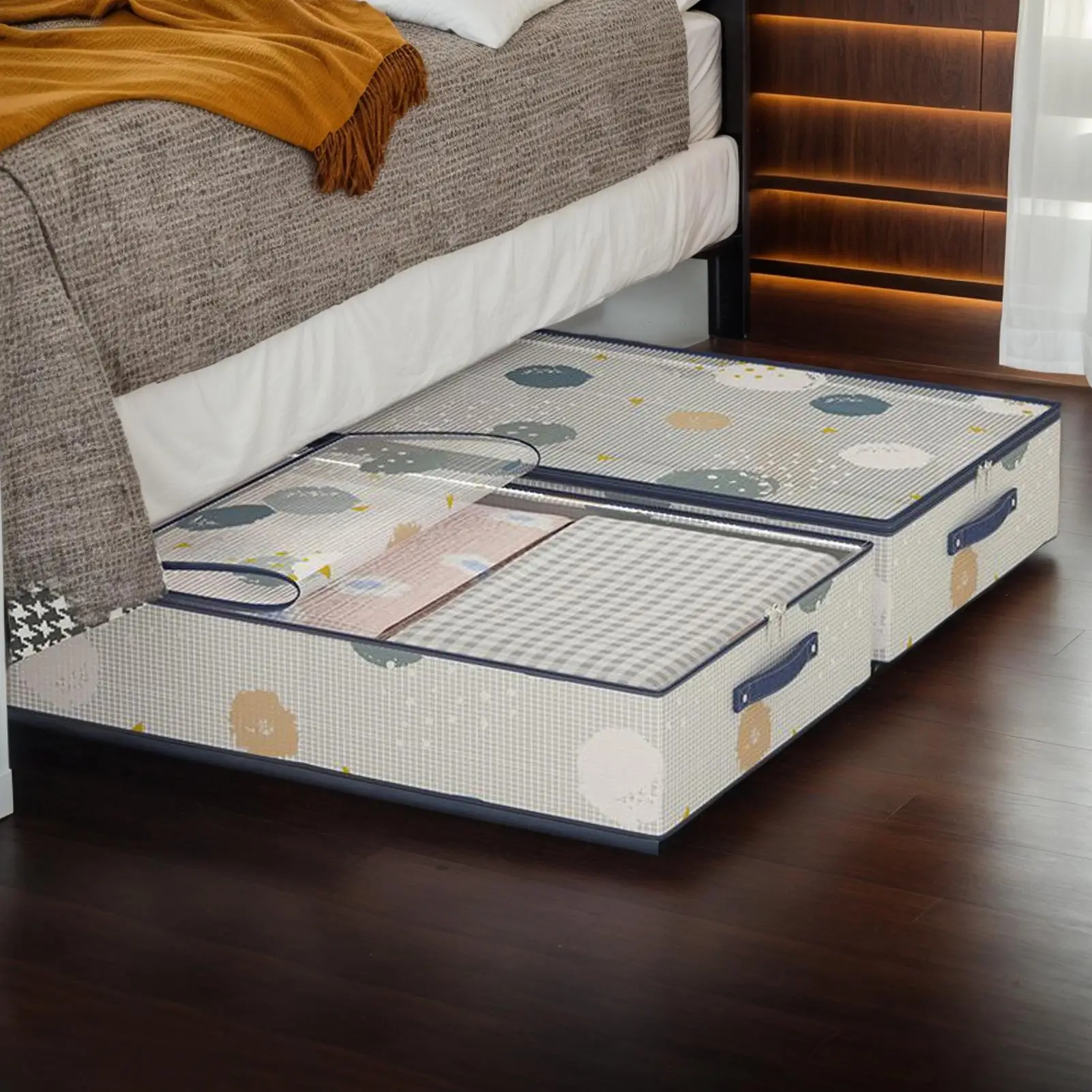

Foldable Under Bed Storage Containers with Clear Window Underbed Toy Organizers and Clothing Storage Bags Closet Storage Bins
