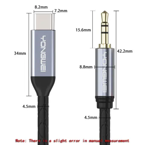 Yongwei 3.5mm aux divisor de áudio jack 3 5 cabo usb typec para 3.5mm aux jack adaptador alto-falante e fone de ouvido para huawei xiaomi mi