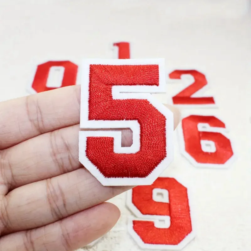 10 Stück/Set 5cm Bunte Nummern 0-9 Gestickte Aufnäher Zum Aufbügeln auf Stoff für DIY-Bastelarbeiten Handgemachtes Abzeichen Kleidung Nähzubehör – Detail 6