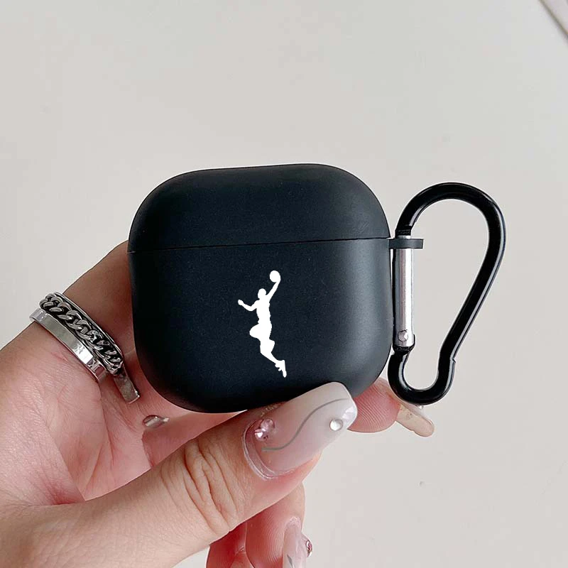 조던 점프맨 패턴 헤드폰 케이스 에어팟 프로2 및 프로, 에어팟 1 2 3 4 블랙 충격 방지 이어폰 케이스 카라비너 포함
