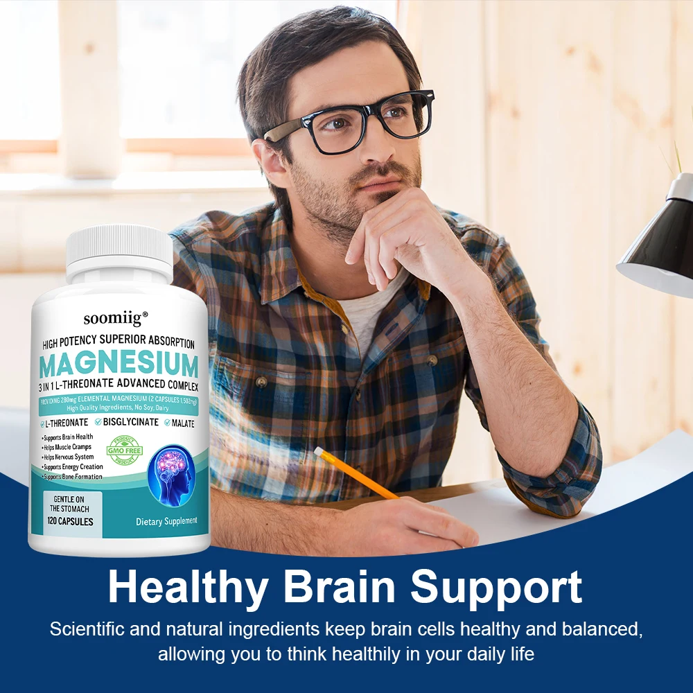 Magnesium L-Threonate+Glycinate+Malate - Improves Sleep Quality, Supports Memory and Cognitive Function, Promote Brain Health