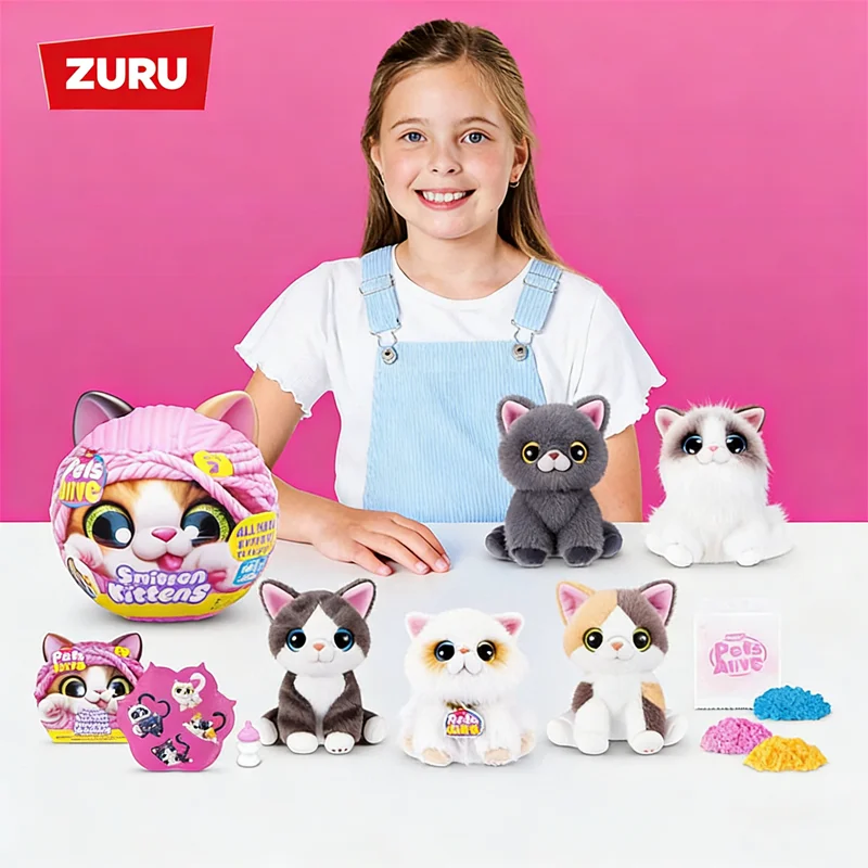 

ZURU Pets Alive Smitten Kittens Series 2 Cartoon Plush Cat Blind Box Toy With Sound Light Effects Stuffed Animal Mystery Box