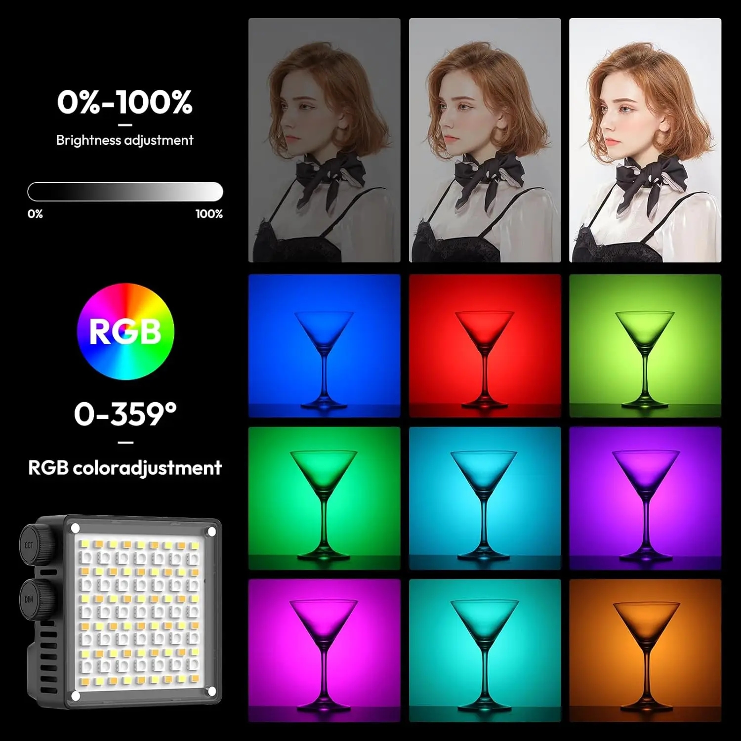 Ulanzi LE20 luces LED RBG fotografía vídeo luz de relleno luces para selfies iluminación de conferencias con ventilador más fresco para transmisión en vivo