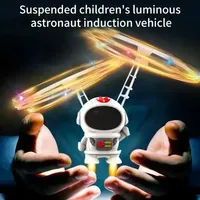 Levitating Luminous Flying Robot Astronaut Toy Aircraft Hand-Controlled Drone Interactive with Lights Outdoor Toys for Kids Gift