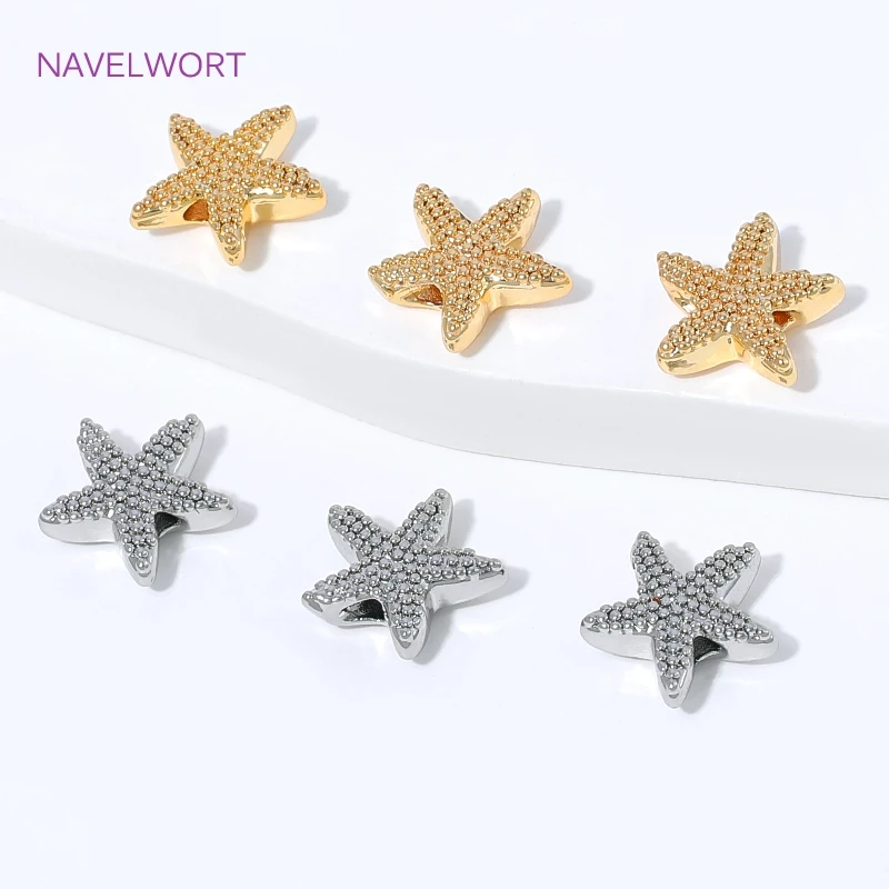 18K Gold Plated Starfish Spacer Beads For Bracelet Making,Brass Loose Beads,Separators For Beads,DIY Jewelry Making Accessories image 5