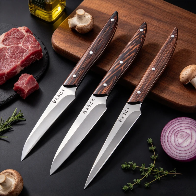 3Pcs Set Chef Carving Set, Vegetable Fruit Platter Carving Knife, Professional Kitchen Carving Knife Set Of Three Pieces