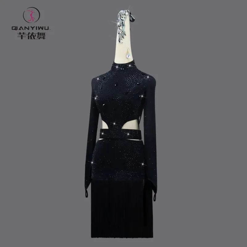 ملابس ممارسة الرقص اللاتينية للنساء فستان رياضي زي قاعة الرقص ملابس المنافسة تنورة فتاة مثير بدلة المسرح حفلة موسيقية 2025