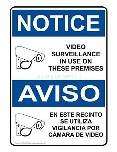 

Notice Sign Metal Signs Funny Yard Sign for Outdoors Warning Signs Tin Plate Poster x with Security Camera