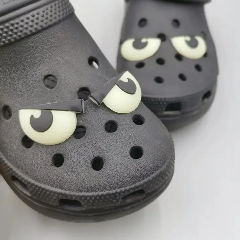 Fun Fluorescent Big Eyes Hole Shoe Charms Decorations Self Luminous Soft Adhesive Shoes Buckle DIY 3D Hole Shoe Accessories