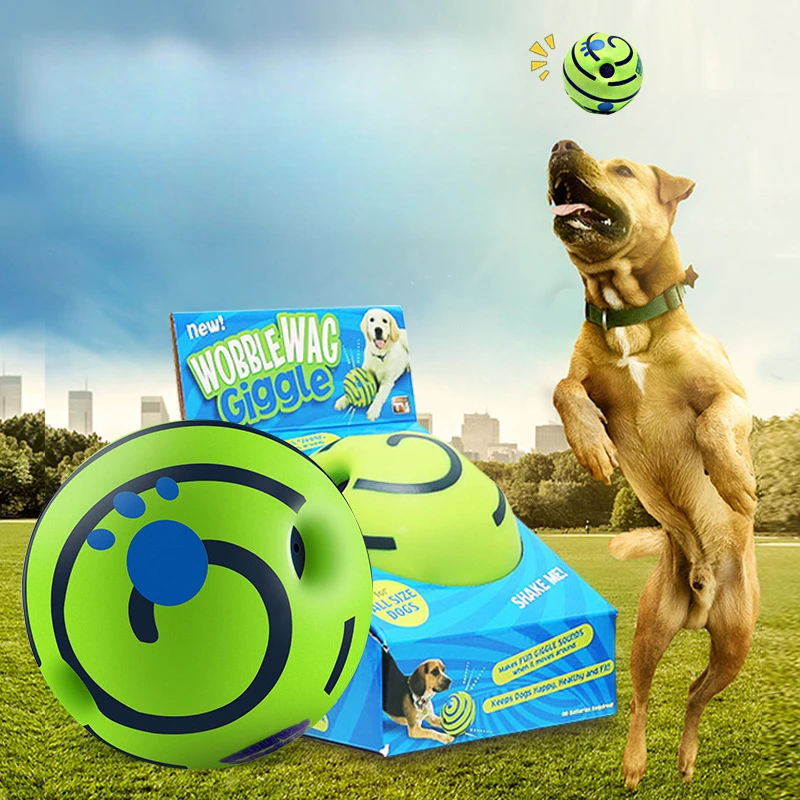 Wobble Wag Giggle Glow Ball Interactive Dog Toy Fun Giggle Sounds When Rolled or Shaken Pets Know Best As Seen On TV