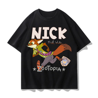 Disney Zootopia Short Sleeve T-Shirt Anime Nick Judy Police Officer Children's Clothes Summer Cotton Couple Short Sleeves Top