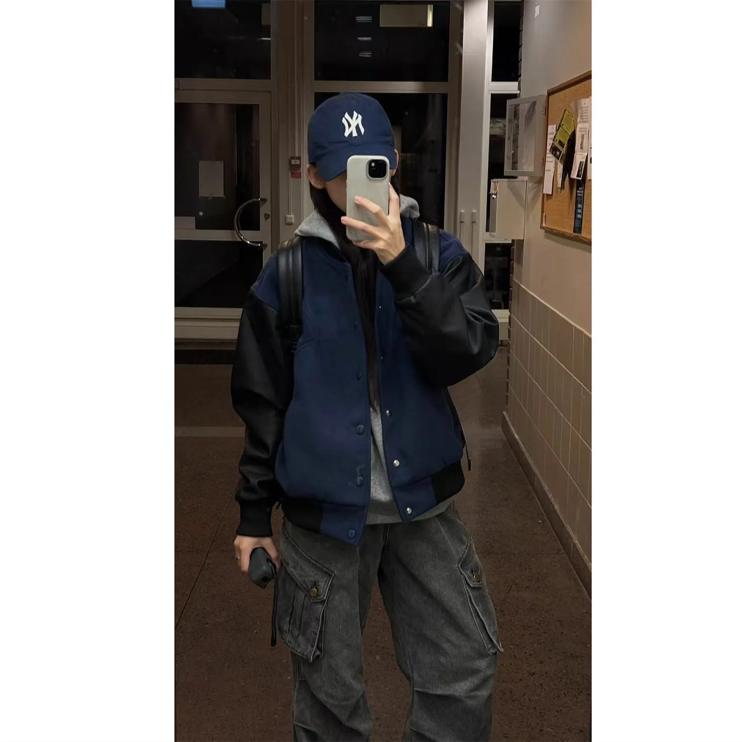 

NOVACAM American Retro Cleanfit Street Casual ort Vibe Baseball Jaet Men's Loose Fit Polyester Fiber Summer Outerwear