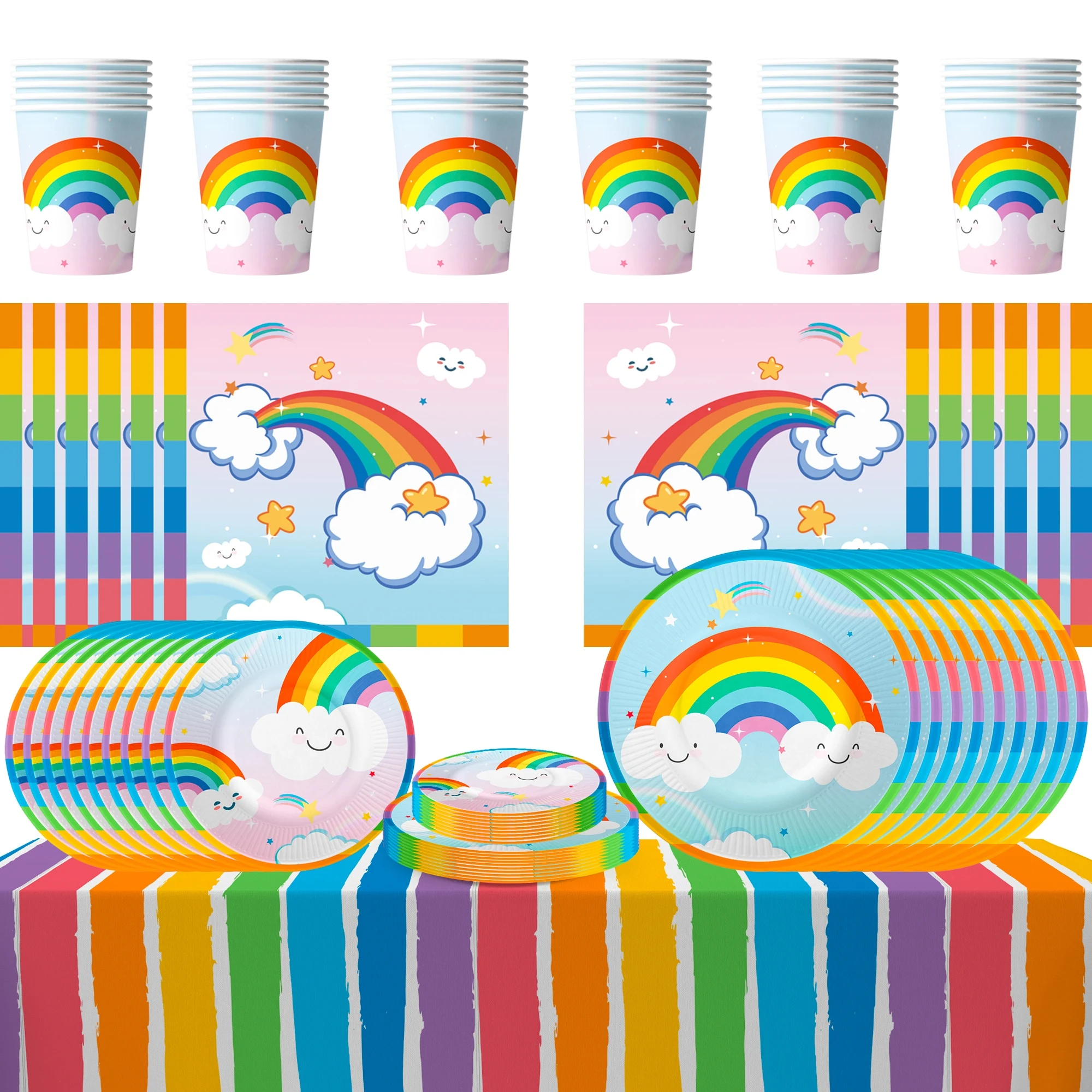 

162 шт. радужные тарелки и салфетки, товары для вечеринок, радужные принадлежности для вечеринок, тарелки, салфетки, скатерти и т. д., радужные украшения для вечеринок