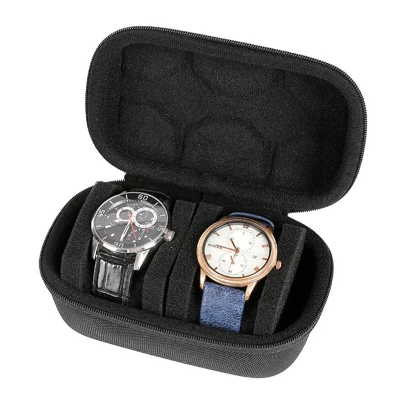 Caja almacenamiento estuche para llevar a 2 tranvías resistente a caída para contenedor reloj suave reloj