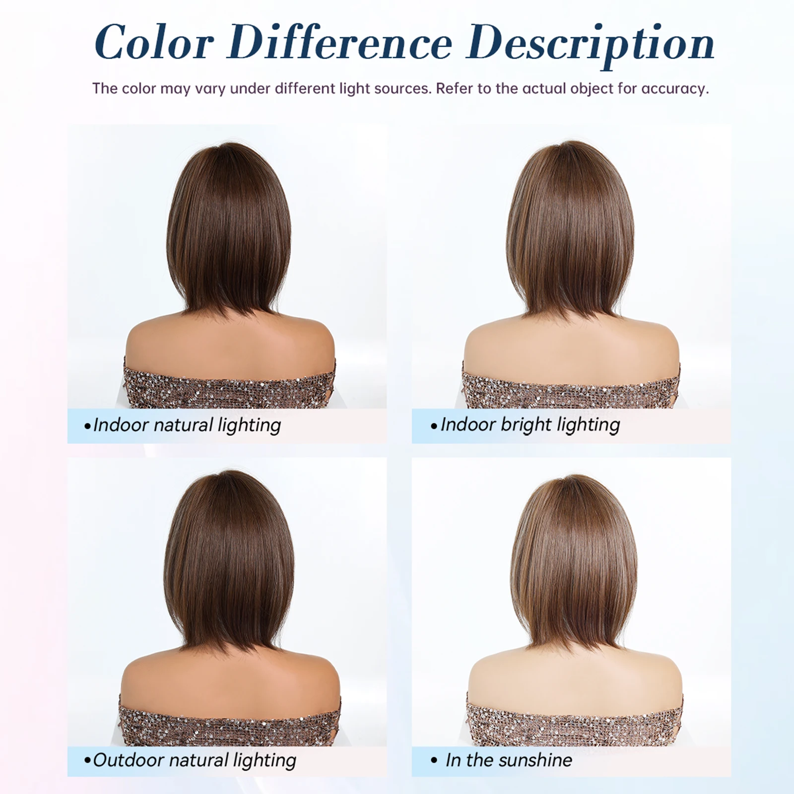 LOUIS FERRE Brown Bob Wig with Bangs for Women Short Synthetic Hair Wig Heat Resistant Natural Looking Daily Cosplay Party Use