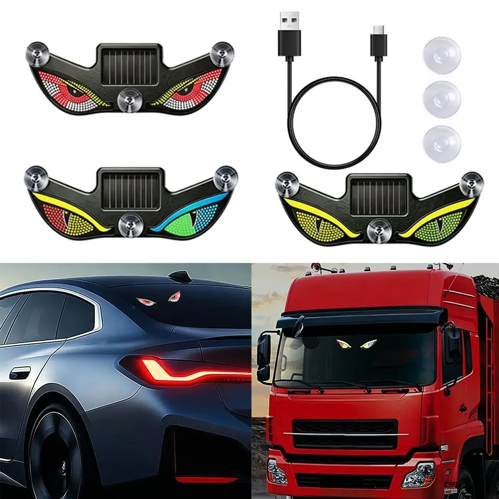 New Car Devil Eye Solar Wireless Decorative Light LED Warning Light Triangle Window Rear Window Car Fun Atmosphere Light