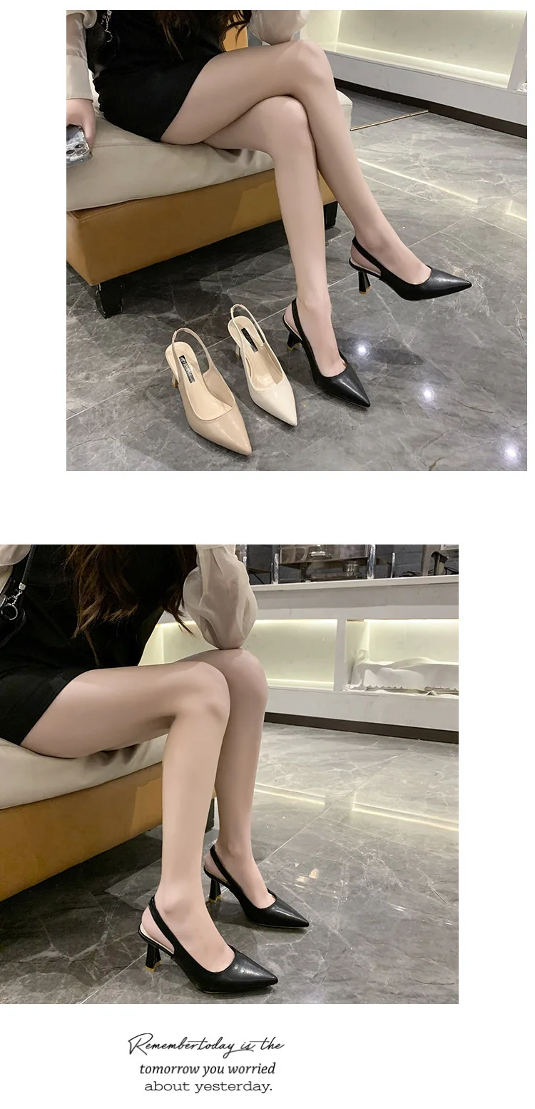 Sommermode Neue Atmungsaktive Spitze Stiletto-Absatz PU Bequeme und Elegante Damenschuhe Flache Sexy Sandalen – Detail 7