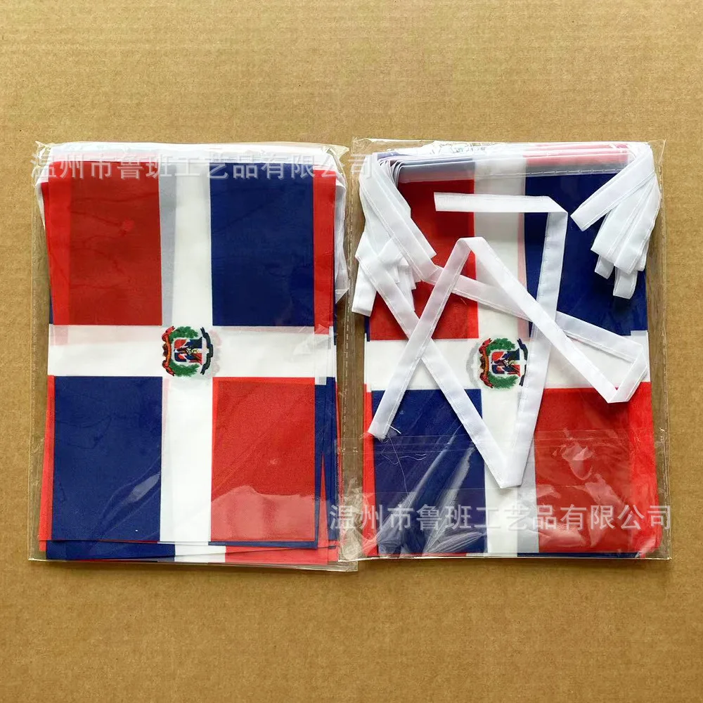 TIKI FLAG Dominican Bunting Flags 14x21cm 20pcs/lot Pennant Dominican String Banner Festival Party Holiday for Decoration