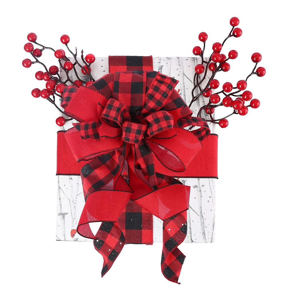 

1pc Christmas Red Ornament Festive Bowknot Tree Topper Xmas Christmas Tree Topper Home Party Treetop Decor Holiday DIY