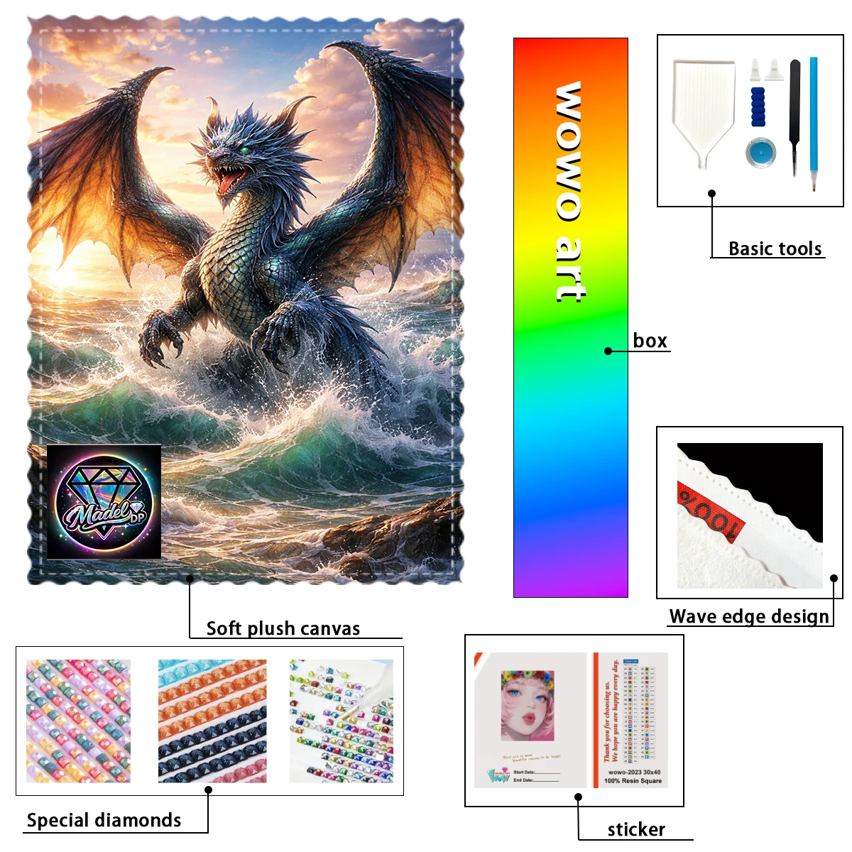 

【madel_ Diamond Art】Драгон в море Crystal AB Rhinestone FD Rhinestone Perfect Resin Diamond