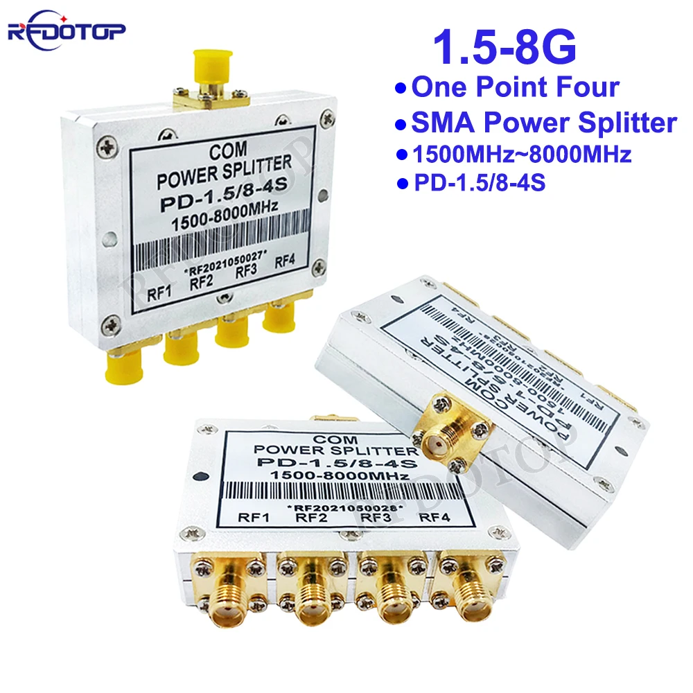 1Pcs 1 to 4 SMA Connector RF Microstrip Power Splitter 1.5-8G SMA RF Combiner WIFI 1.5-8G Power Splitter 500-6000MHz