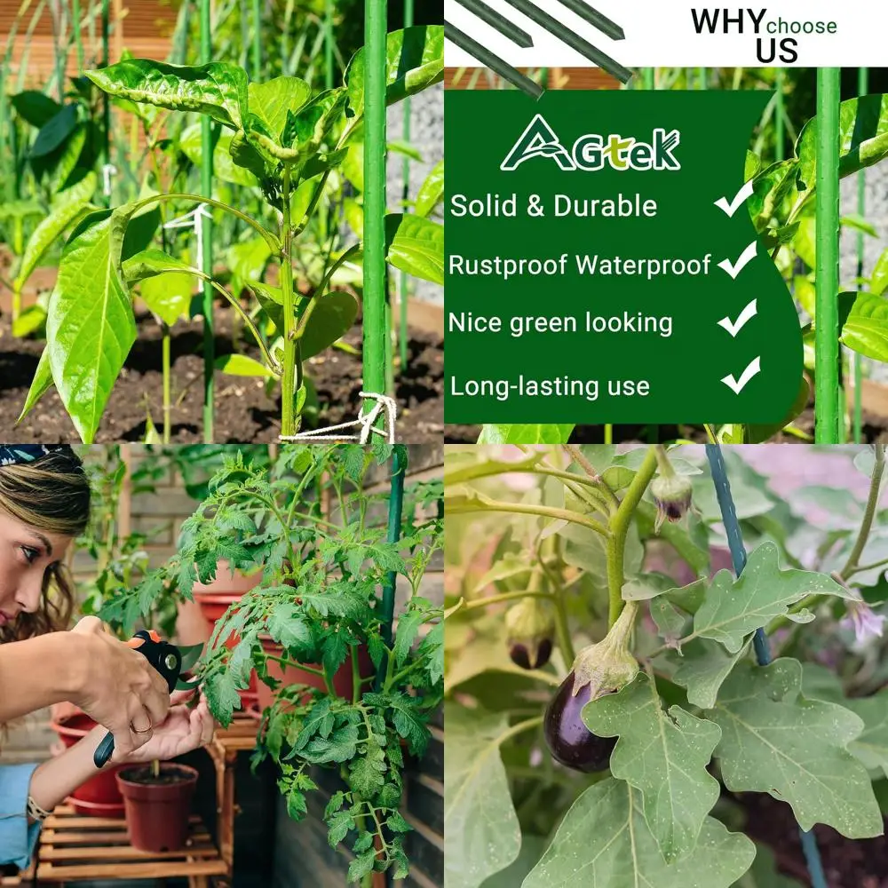 

57.6" Garden Stakes, 50PCS Plastic Coated Plant Stakes, 4.8ft Plant Support for Climbing Plants