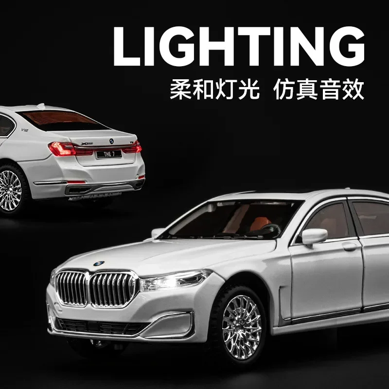 New 1:24 BMW 760LI High Simulation Diecast Metal Alloy Model car Sound and Light Pull Back Collection Kids Toy Gifts