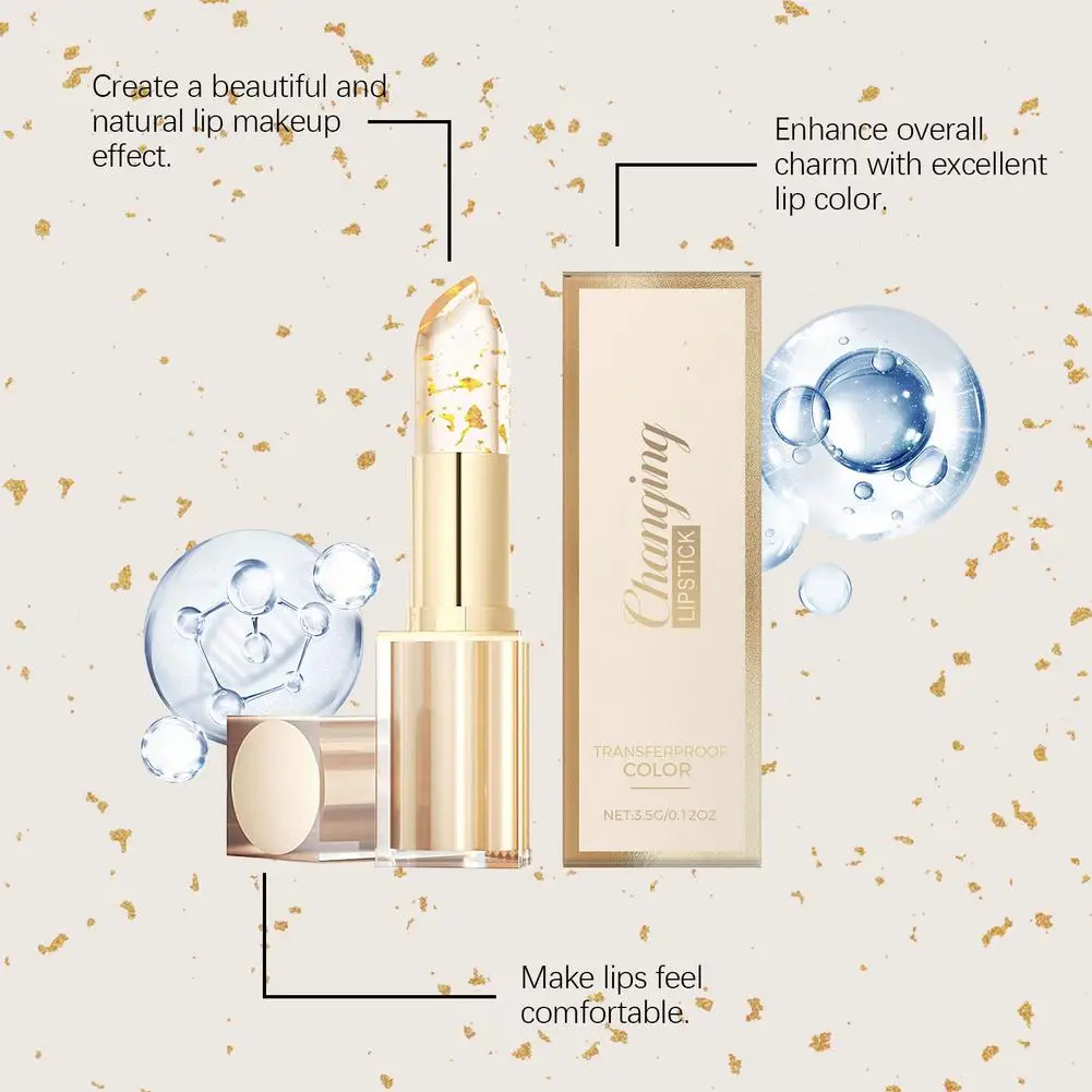 Ph Color Reacts Lippenbalsam mit Blattgold - Pflegender, langanhaltender, nicht fettender Lippenstift, spendet Feuchtigkeit und repariert spröde Lippen für Frauen. – Detail 11