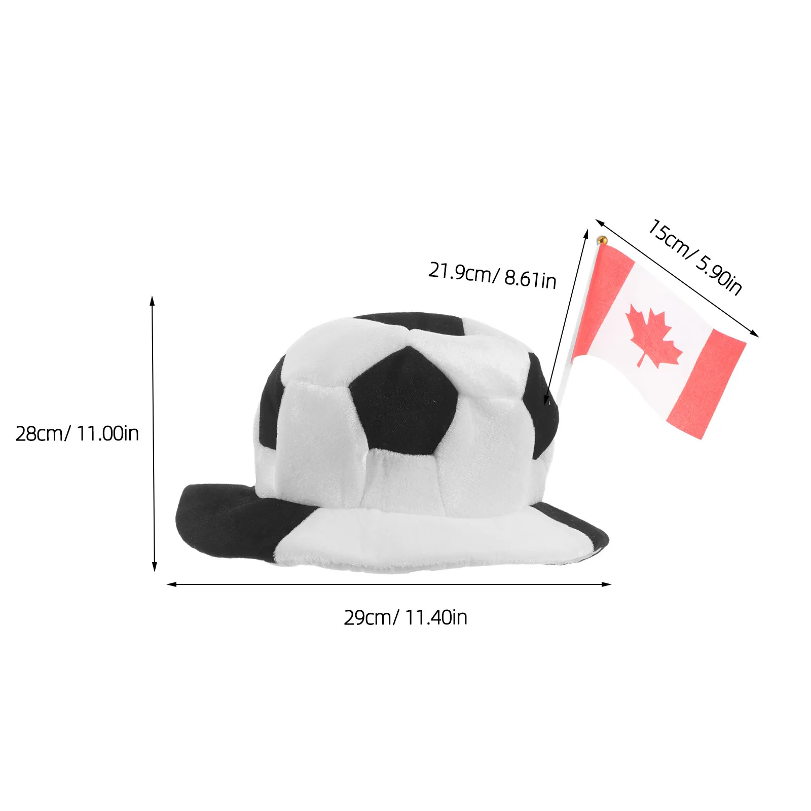 Gorro de Balón de Fútbol con Bandera de Canadá, Divertido Gorro Deportivo para Fanáticos, Disfraz para Carnaval, Día de Fútbol, Fiesta de Cumpleaños