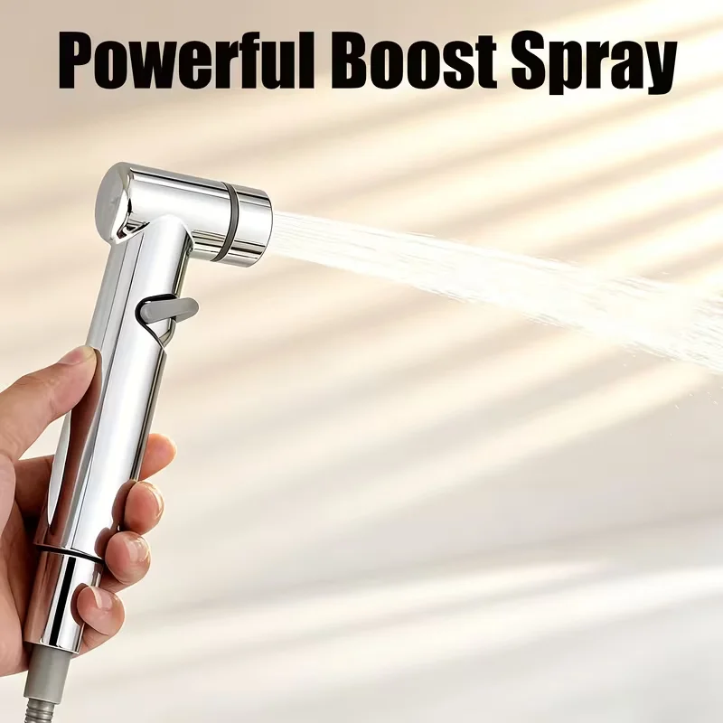 Silvery Pull-Ring Showerhead, Easy Water Pressure Adjustment with Pull-Ring Switch.Suitable for Home Toilet Cleaning