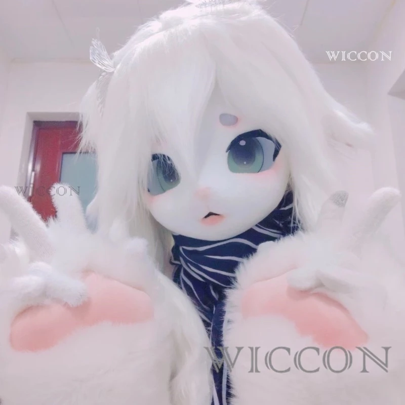 زوج فروي اللون الحيوان باو قفازات مخصص الإبداعية لطيف القط الكفوف اليومية قفازات Y2K فروي زوجين داخلي القطن قفازات دافئة #3