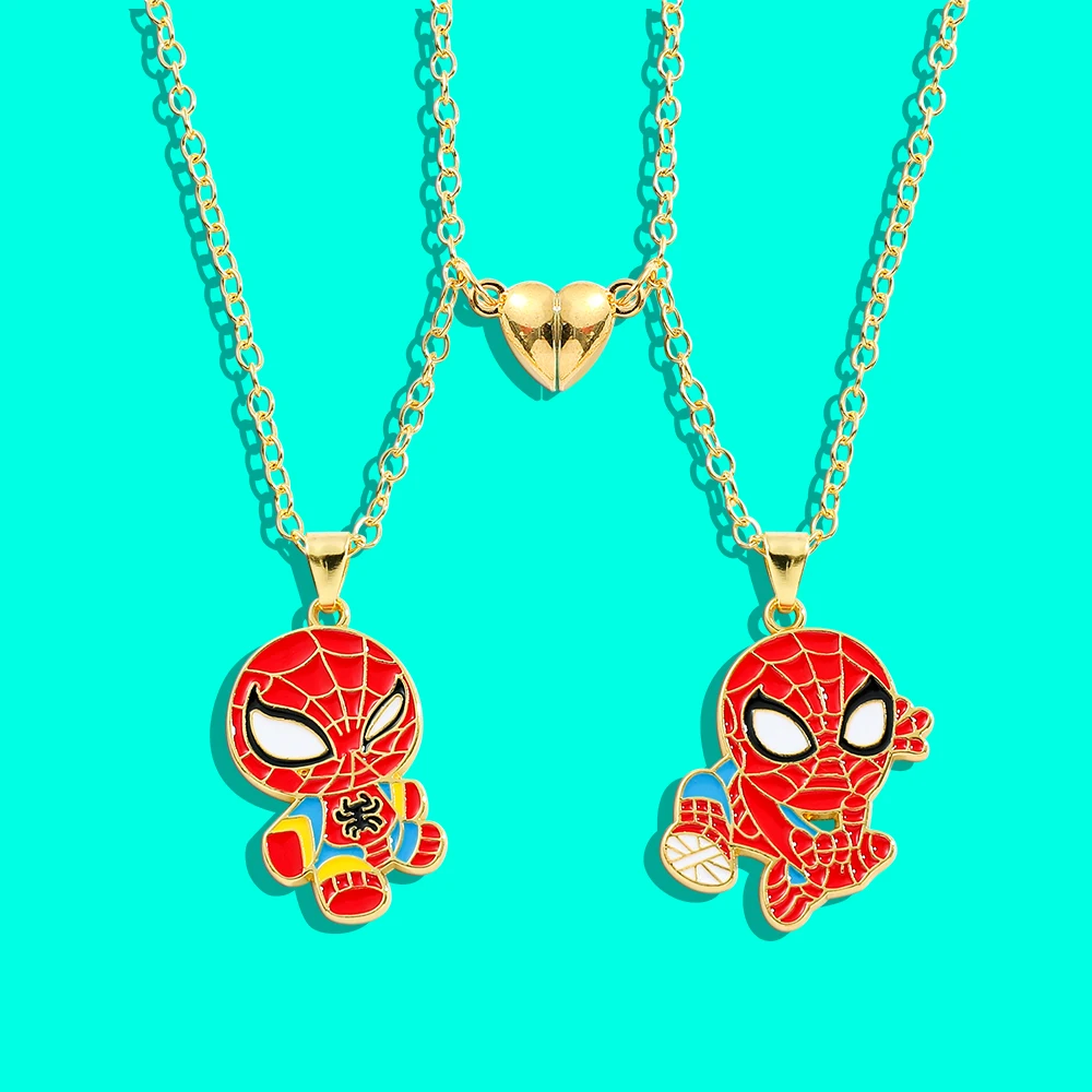 

2pcs Marvel Superhero Spiderman Necklace for Best Friend Bff or Couple Necklace for Neck Accessories Gifts