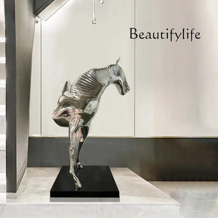 

Fiberglass Plating Horse Sculpture Crafts Sales Office Clubhouse Villa Hall Floor-to-ceiling Ornament Decoration