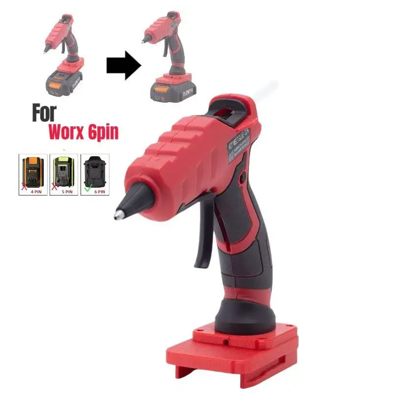 

Hot Glue Gun Professional Industrial For Worx 6PIN 20v Battery Glue Gun 7mm Glue Rod Hot Melt 60W Professional(No Battery）