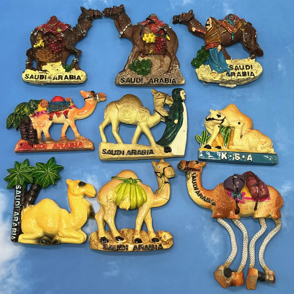 Saudi Arabia Creative 3D Camel Series Fridge Magnets, Resin Arabian Souvenirs, Gift & Collectible Set