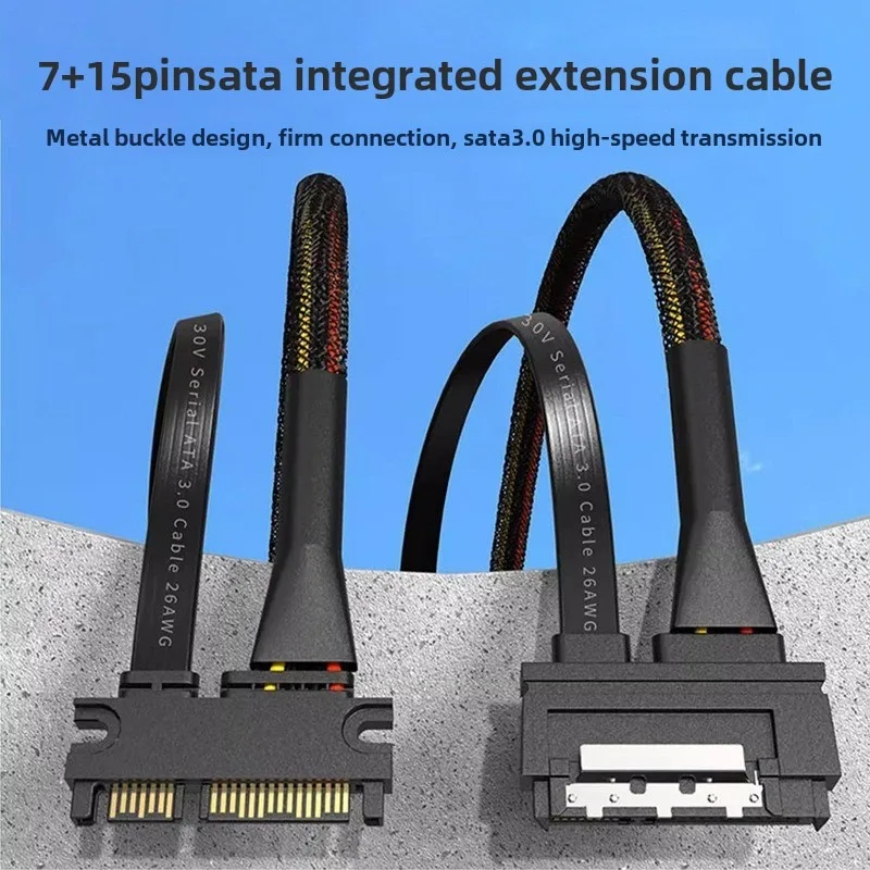 SATA 22 Pin Male To Female Extension Cable SATA 3 III 22 Pin Male to Female 7+15 Pin  Data Power Combo Extension Cable
