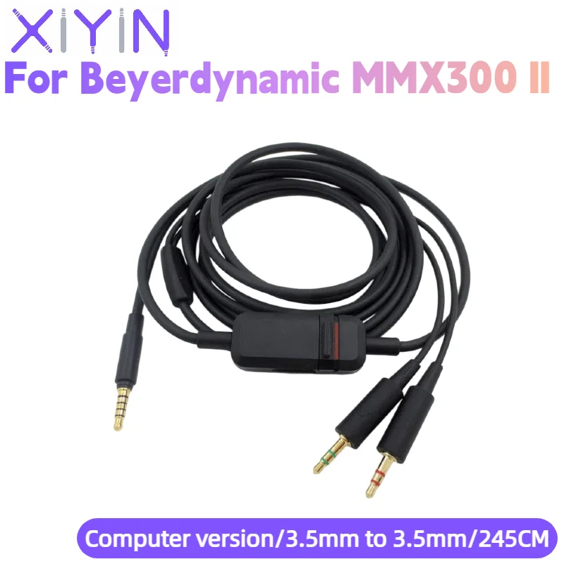 Replacement 3.5mm Jack Computer version Audio Cable with Mic & Volume Control for Beyerdynamic MMX300 / MMX300 2nd Gen Headsets