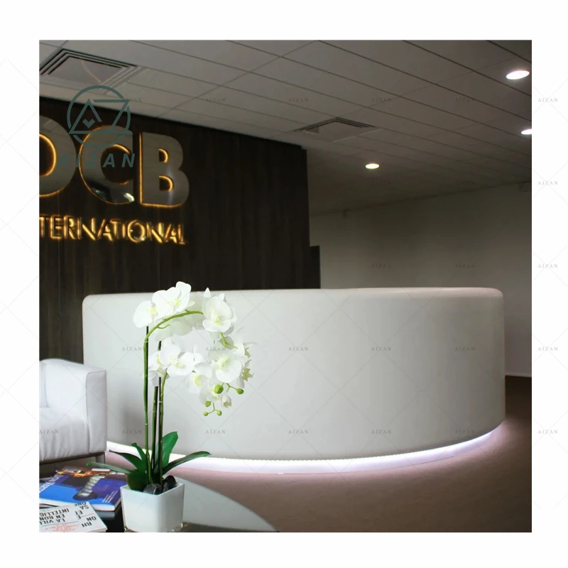

Modern Medical Centre Front Reception Desk Wholesale Custom White Marble Hospital Office Receptionist Counter