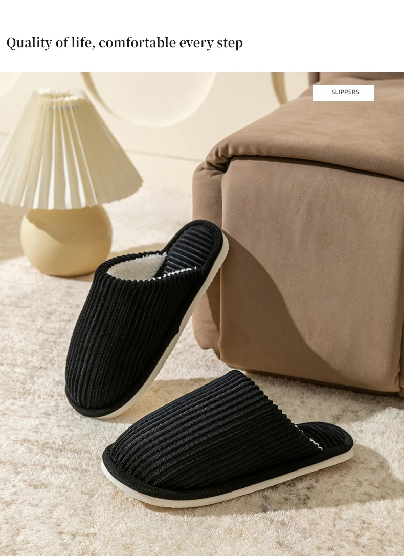 Winter warme Plüsch Herren Hausschuhe rutschfeste weiche Schuhe Komfort flache Ferse Indoor Schlafzimmer Paar Hausschuhe für Zuhause Schuhe im Herbst – Detail 12