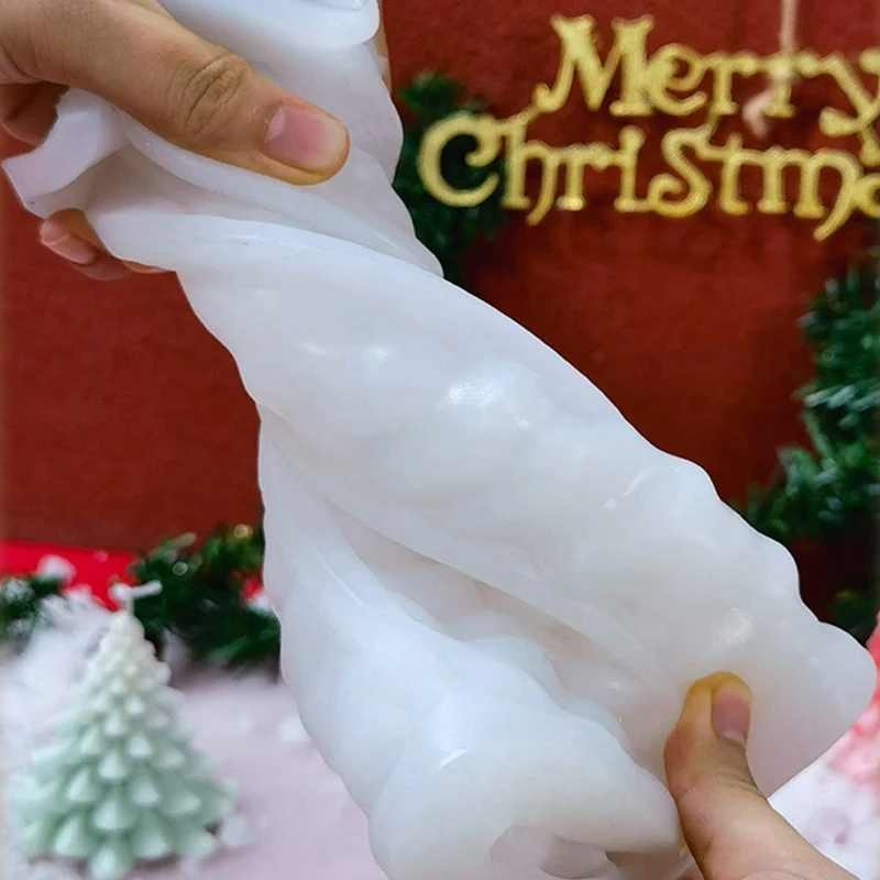 3 Piece Christmas Trees Candle Mold White Silica Gel 3D DIY Silicone Candle Mold Resin Casting Mold Xmas Pine Trees Soap Mold