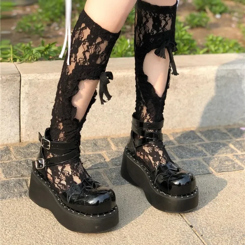 Punk nightmare Gothic girl Lolita shoes round head hot sexy girl black thick bottom women Summer Loli sandals cosplay Goth