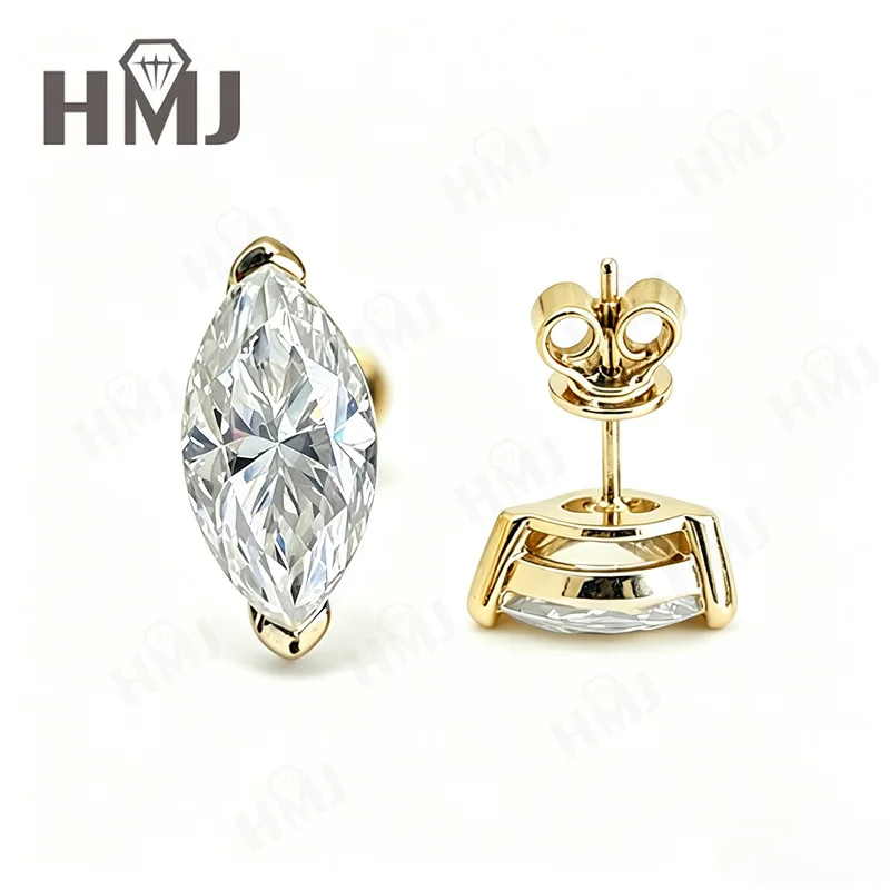 

0.6ct/1ct/2ct Moissanite Earrings Marquise Cut D Color 925 Sterling Silver Anniversary Mother's Day Gift for Women Daily Wear