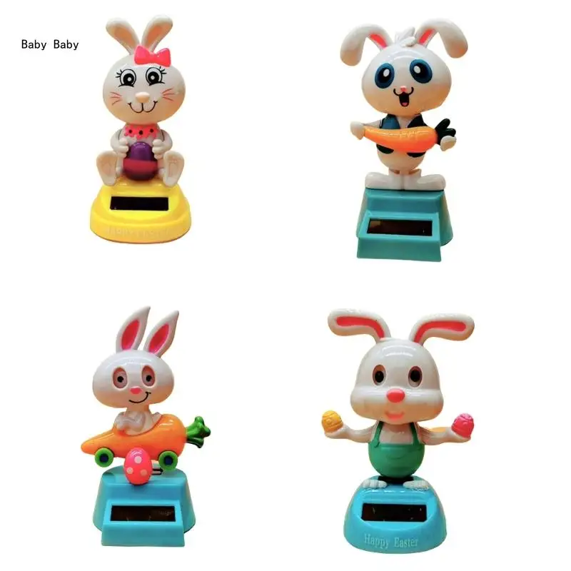 Electric Rabbit Toy with Solar Powdered Car Dashboard Toy for Decorative Q81A